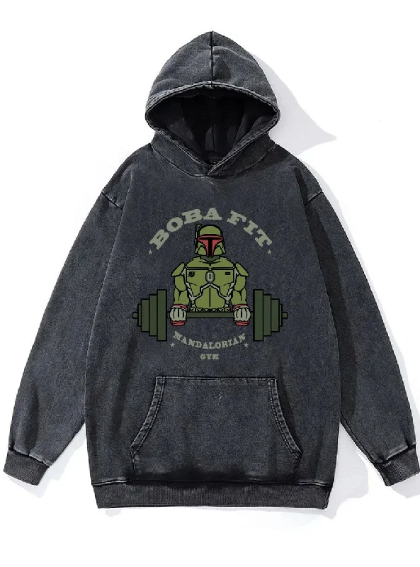 Hoodie For Personalized Event Merchandise-BOBA FIT RESISTANCE TRANING Washed Gym Hoodie