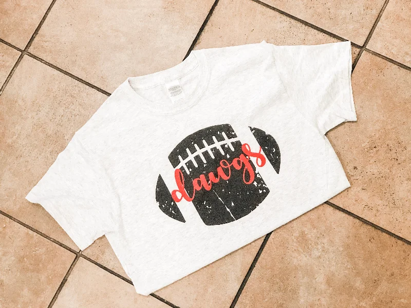 T-Shirt For Official Merchandise-Distressed Football Tee with Team Name - White Short-Sleeve Tee