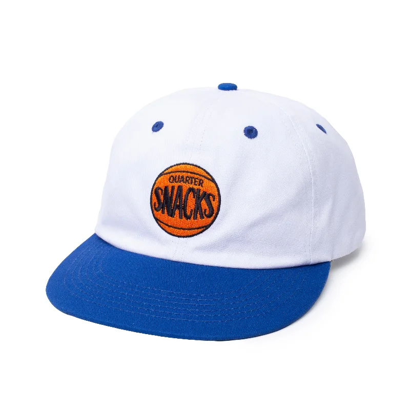 Hat For Softball Custom Orders-QUARTERSNACKS - "70'S LOGO" HAT (WHITE/ROYAL BLUE)