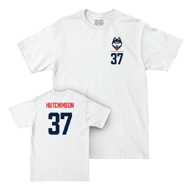 T-Shirt For Special Occasion Custom Orders-UConn Baseball Logo White Comfort Colors Tee  - Sam Hutchinson