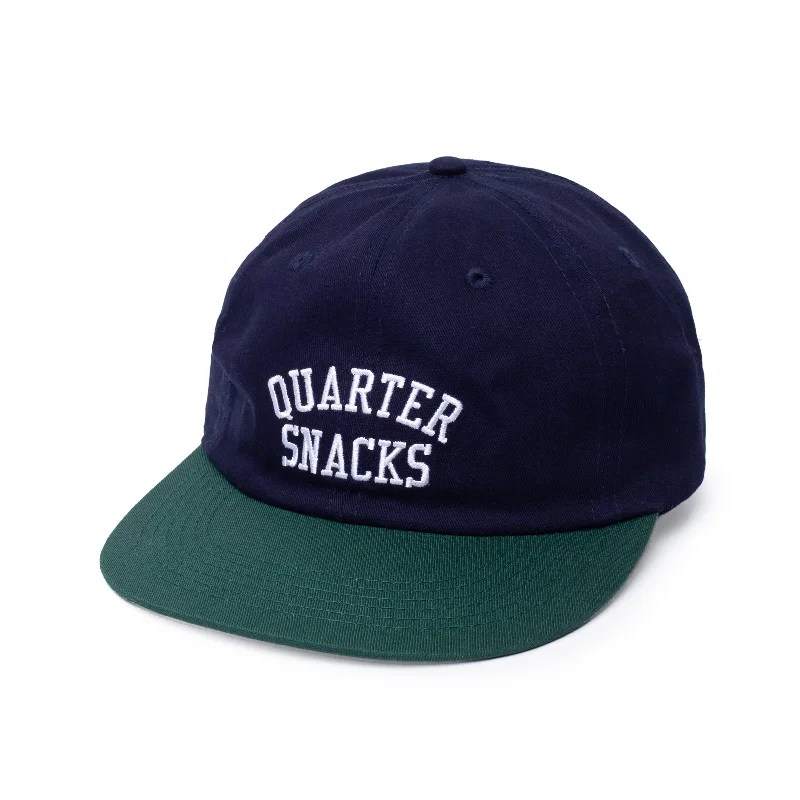 Hat With Custom Text-QUARTERSNACKS - "ARCH" HAT (NAVY/GREEN)