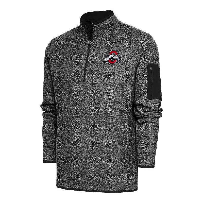 Jackets For Personalized Team Merchandise-Ohio State Buckeyes Fortune 1/4 Zip Heather Black Pullover Jacket