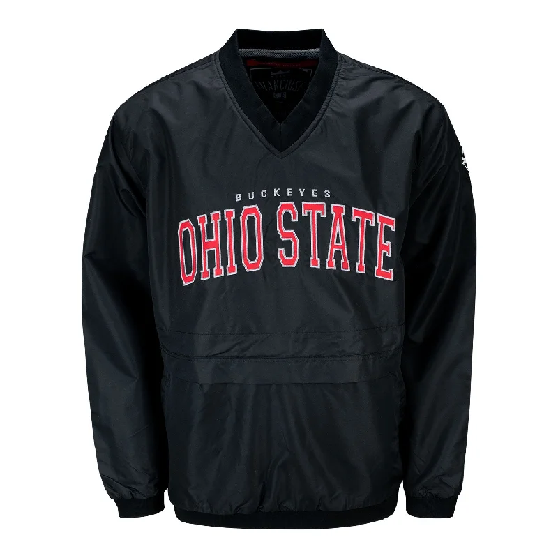 Jackets For Professional Game Merchandise-Ohio State Buckeyes Wordmark Black Pullover Jacket