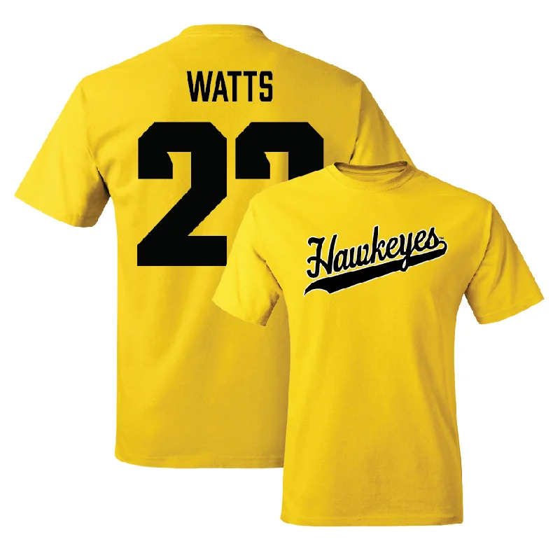 T-Shirt For Custom Event Apparel-Gold Baseball Script Tee  - Anthony Watts