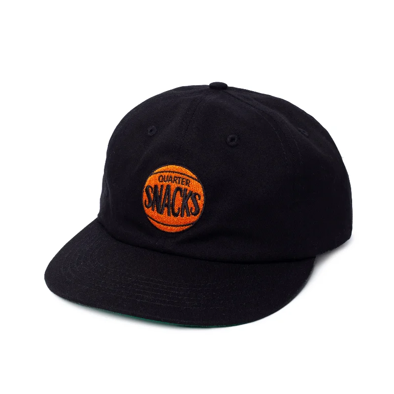 Hat With Embroidered Team Names-QUARTERSNACKS - "70'S LOGO" HAT (BLACK)