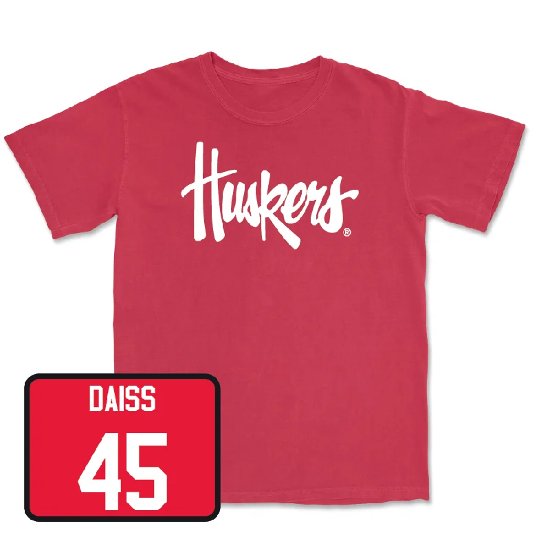 T-Shirt For Softball Game Day Merchandise-Red Baseball Huskers Tee - Casey Daiss