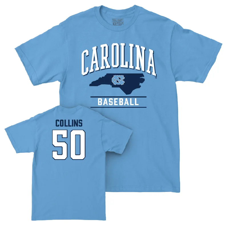 T-Shirt For Custom Fan Fundraising-UNC Baseball Carolina Blue Arch Tee  - Hugh Collins