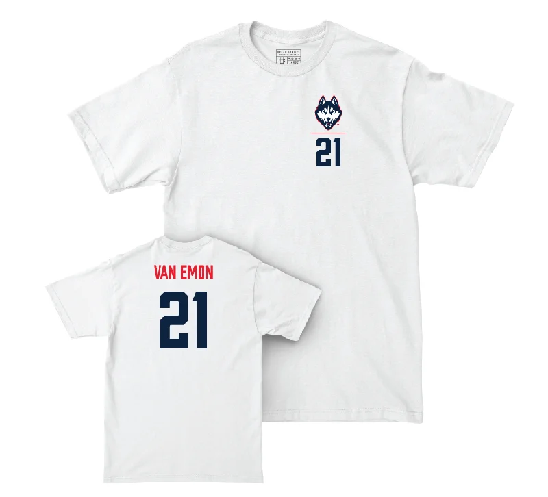 T-Shirt For Special Player Editions-UConn Baseball Logo White Comfort Colors Tee - Gabe Van Emon | #21