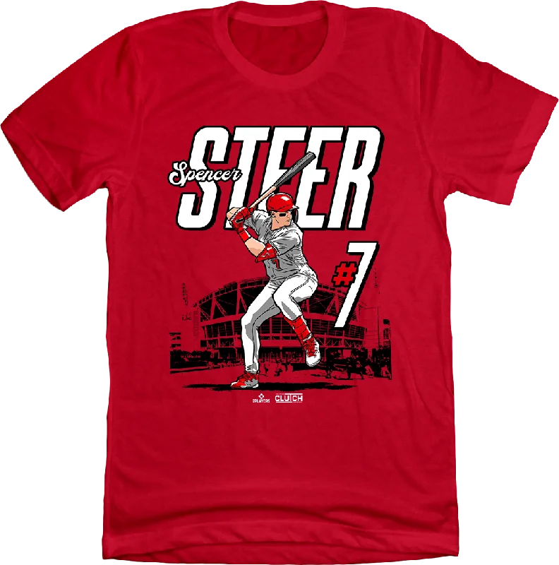 T-Shirt For Personalized Game Day Gear-Spencer Steer MLBPA Stadium T-shirt