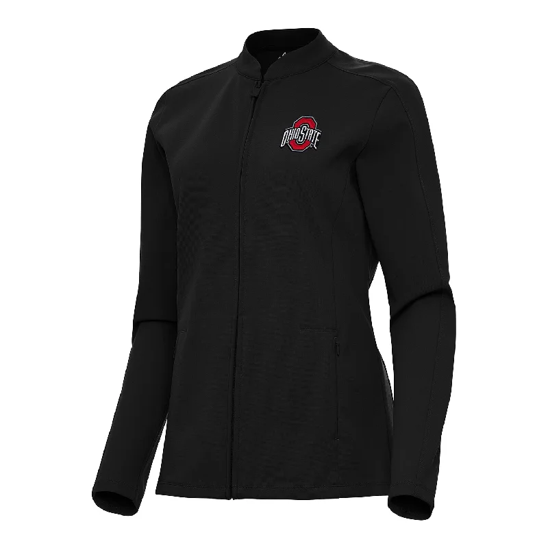 Jackets For Official League Merchandise-Ladies Ohio State Buckeyes Regard Full Zip Black Jacket