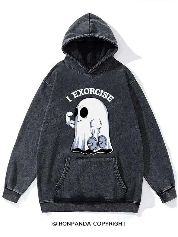 Hoodie With Custom Fan Designs-I EXORCISE Washed Gym Hoodie