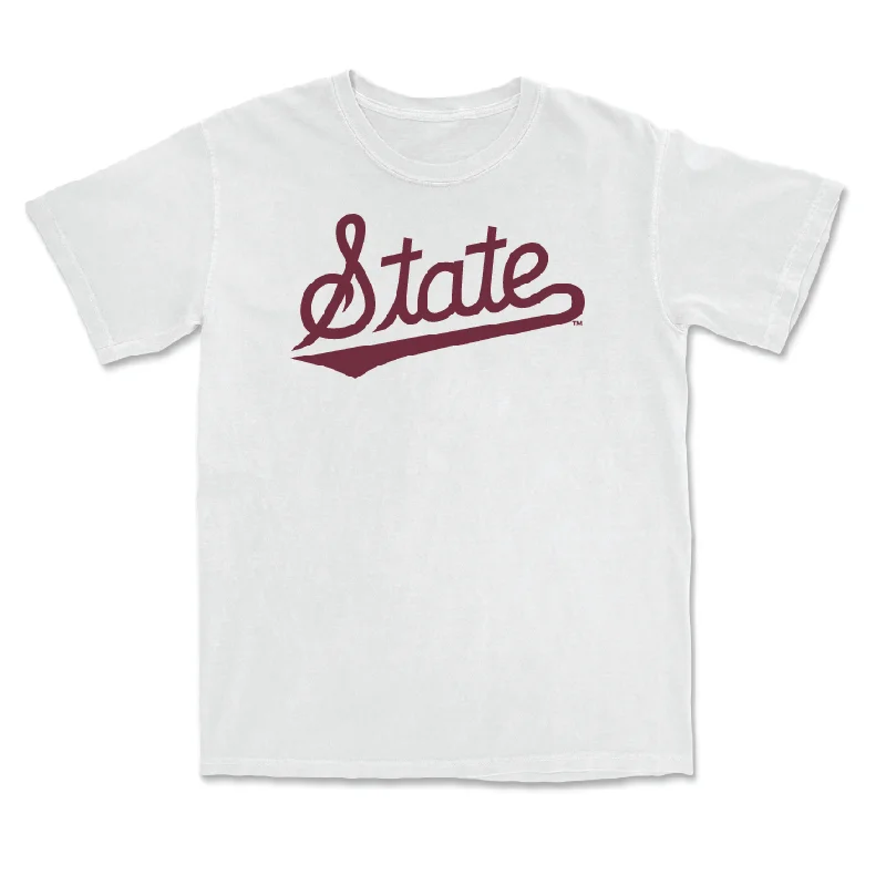 T-Shirt For Custom Alumni Gear-Baseball White Script Comfort Colors Tee - Bryce Chance