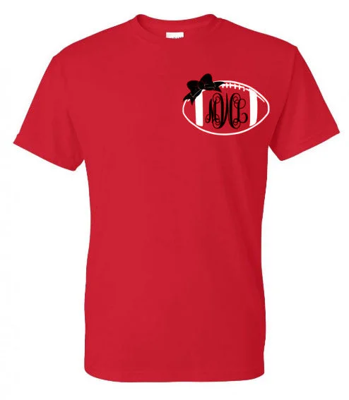 T-Shirt For Custom Event Orders-Monogrammed Football Tee (Left Chest)