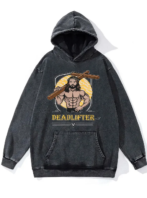 Hoodie For Fan Apparel-Jesus Deadlifter Washed Gym Hoodie