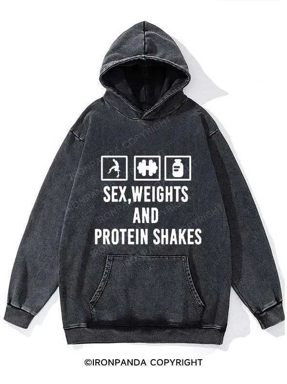 Hoodie For Tournament Merchandise-sex, weights and protein Washed Gym Hoodie