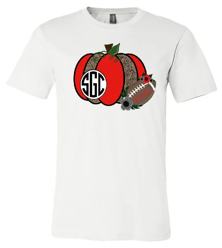 T-Shirt For Group Team Apparel Customization-Georgia Football Monogram - White Short/Long Sleeve Tee