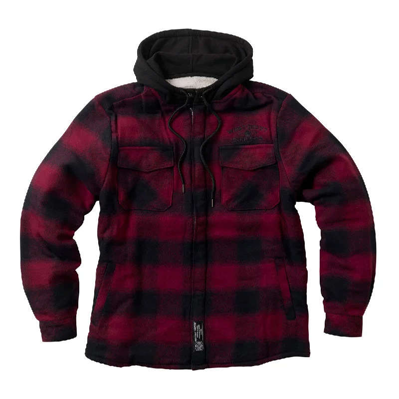 Jackets With Custom Numbering-WCC HELL BENT FLANNEL JACKET - RED/BLACK