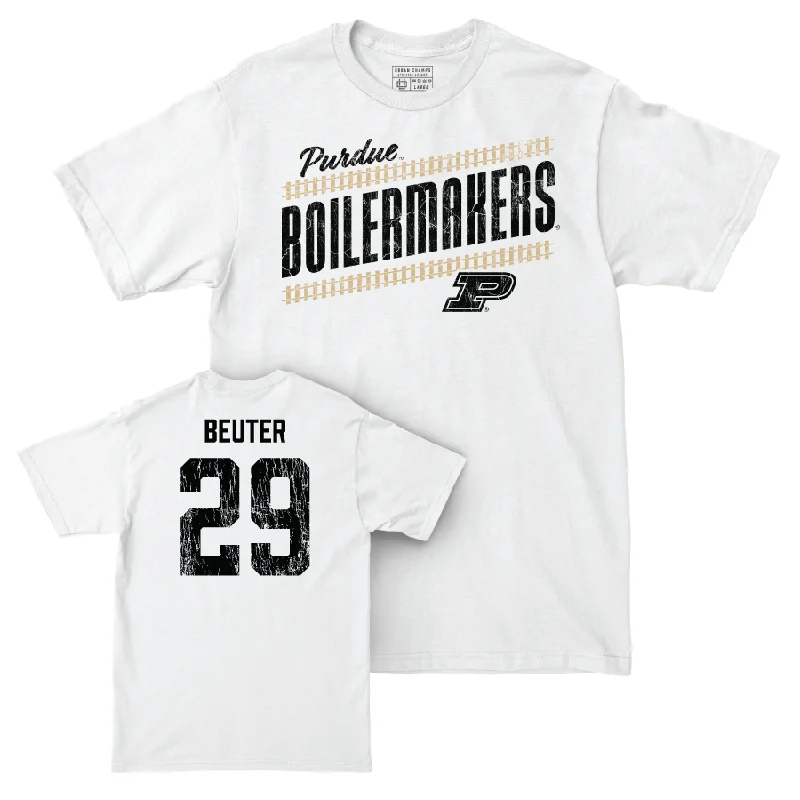 T-Shirt For Group Team Apparel Customization-Baseball White Slant Comfort Colors Tee     - Gavin Beuter