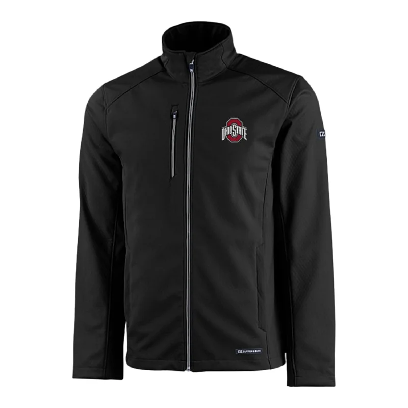 Jackets For Custom Team Portraits-Ohio State Buckeyes Cutter & Buck Eco Softshell Black Full Zip Jacket