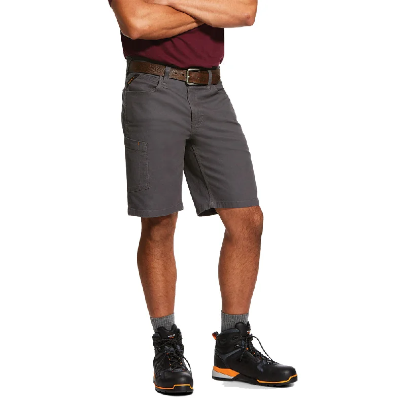 Shorts For Tournament Teams-Ariat Men's Rebar DuraStretch Made Tough 10" Shorts_Rebar Grey