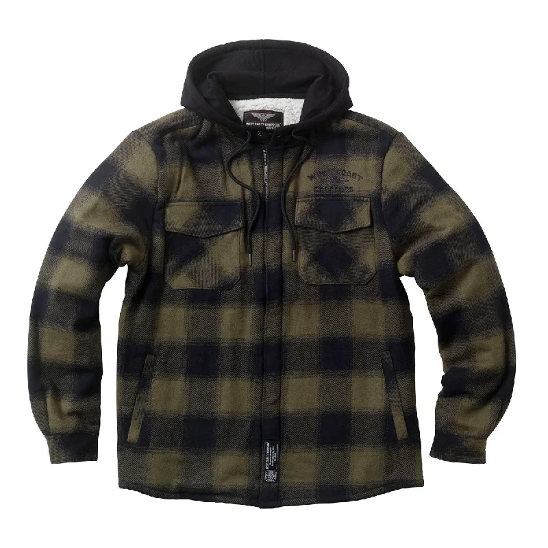 Jackets With Custom Embroidery-WCC HELL BENT FLANNEL JACKET - OLIVE/BLACK