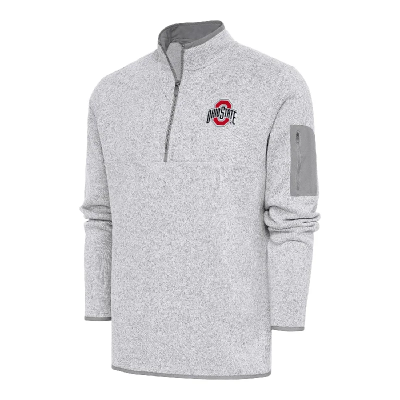 Jackets For Personalized Fan Apparel-Ohio State Buckeyes Fortune 1/4 Zip Heather Gray Pullover Jacket