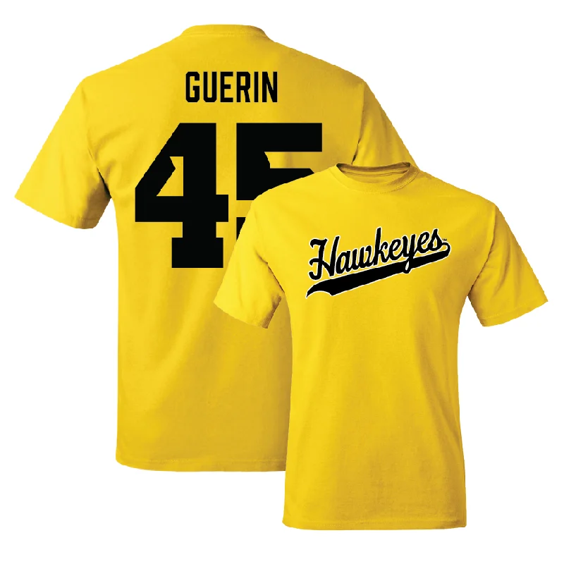 T-Shirt For Softball Fan Custom Gear-Gold Baseball Script Tee  - Blake Guerin