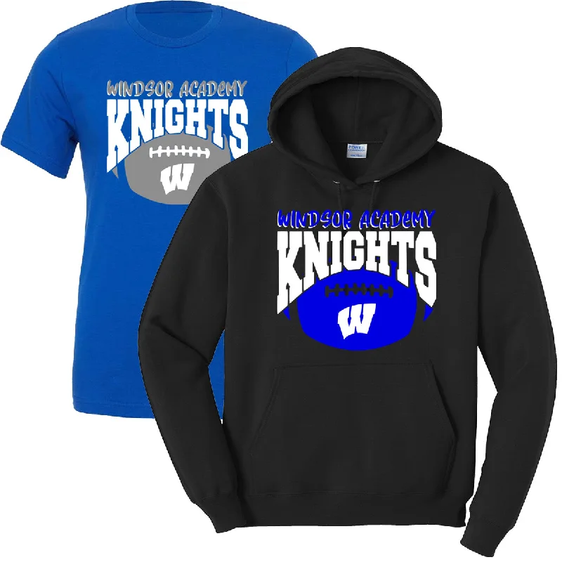 T-Shirt For T-Shirt Fan Gear-Windsor - Windsor Academy Knights Arched Football (Tee/Drifit/Sweatshirt/Hoodie)