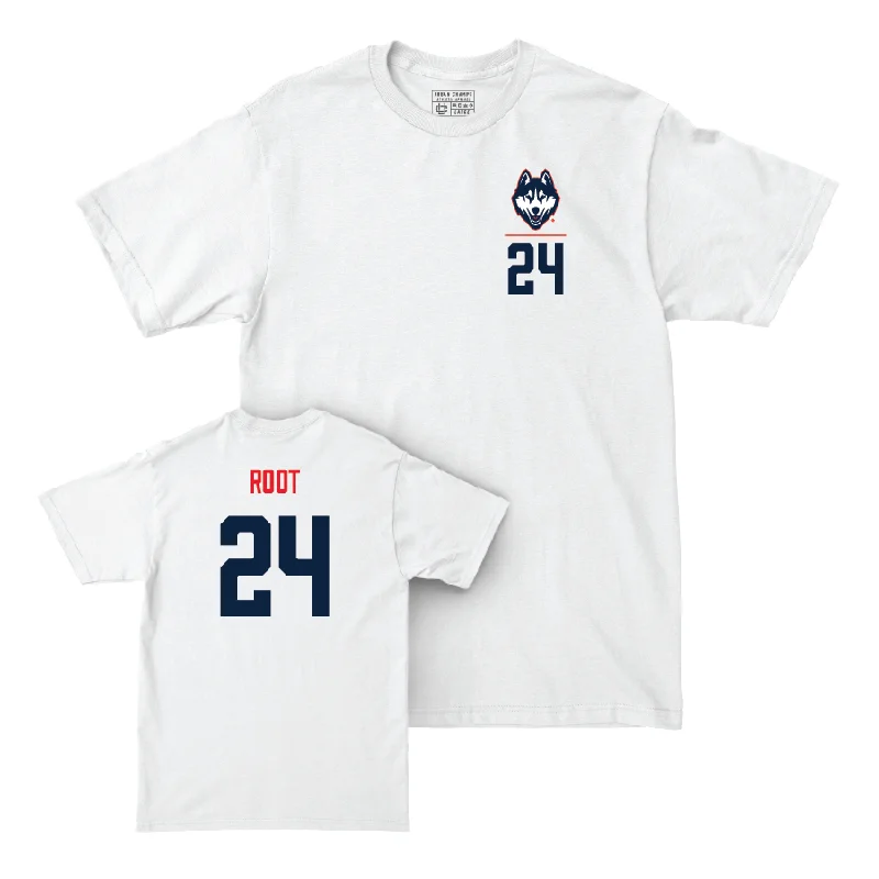 T-Shirt With Team Logo Embroidery-UConn Baseball Logo White Comfort Colors Tee  - Beau Root