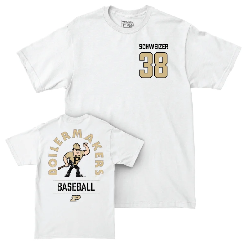 T-Shirt For Team Recognition-Baseball White Mascot Comfort Colors Tee     - Evan Schweizer