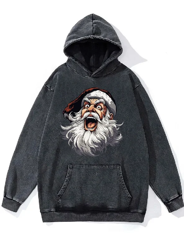 Hoodie For Family Fan Merchandise-insane Santa claus Washed Gym Hoodie