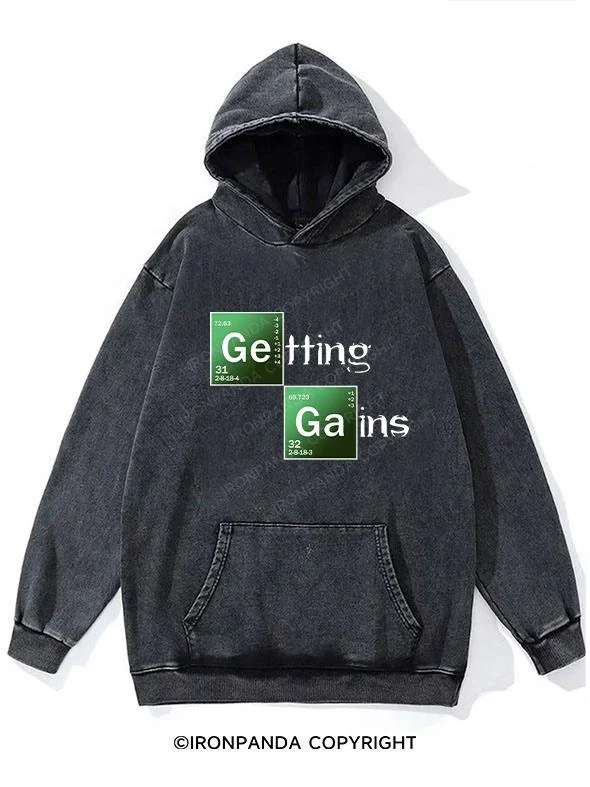 Hoodie For Personalized Fan Gear-getting gains Washed Gym Hoodie