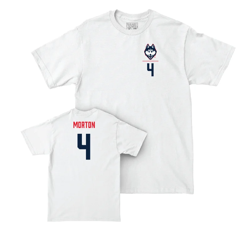 T-Shirt For Custom Merchandise Orders-UConn Baseball Logo White Comfort Colors Tee - Korey Morton | #4