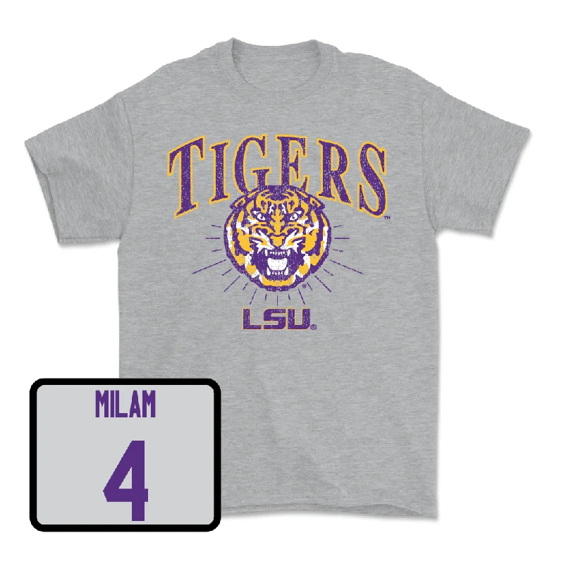 T-Shirt For Softball And Baseball Teams-Baseball Sport Grey Tigers Tee - Steven Milam