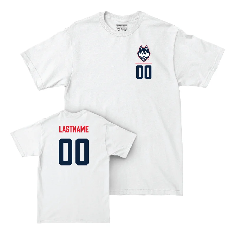 T-Shirt For Custom Fan Events-UConn Baseball Logo White Comfort Colors Tee  - Kieran Finnegan