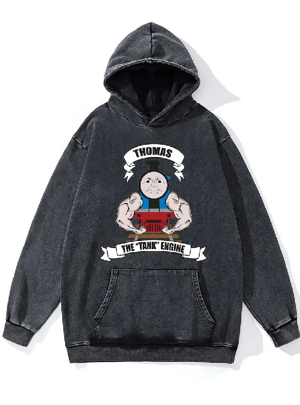 Hoodie For Special Occasion Custom Orders-THE TANK ENGINE Washed Gym Hoodie