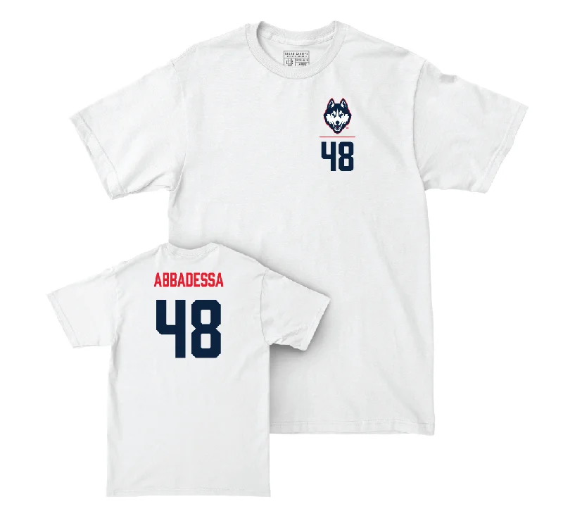 T-Shirt For Youth Team Fan Gear-UConn Baseball Logo White Comfort Colors Tee - Jude Abbadessa | #48