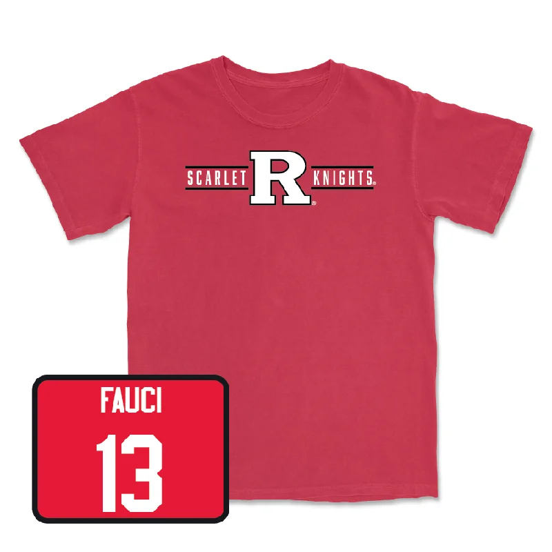 T-Shirt For School Team Orders-Red Baseball Scarlet Knights Tee - Sonny Fauci