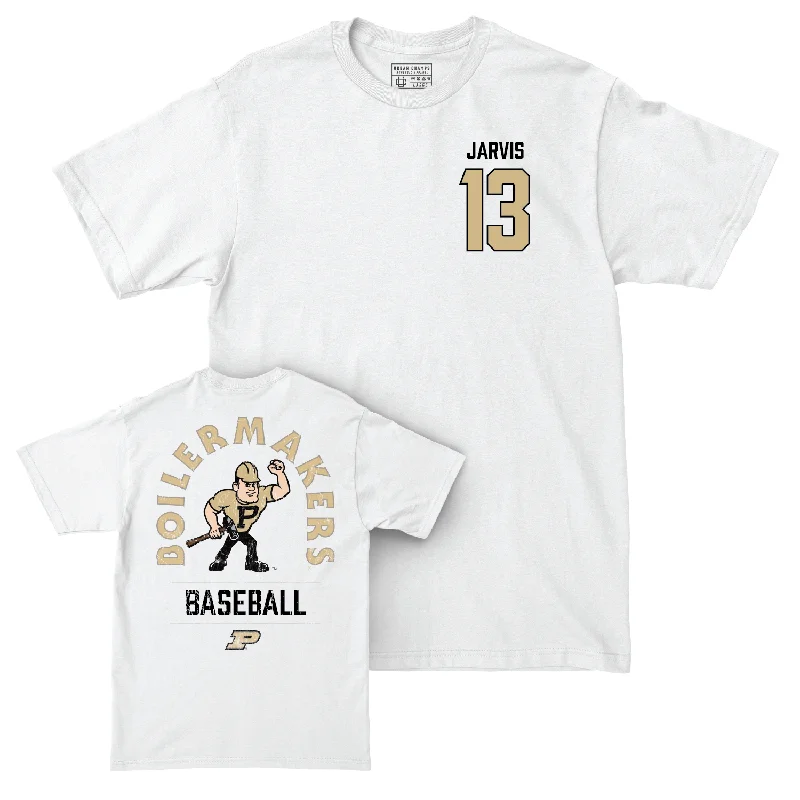 T-Shirt For Softball Custom Merchandise-Baseball White Mascot Comfort Colors Tee - Jake Jarvis | #13