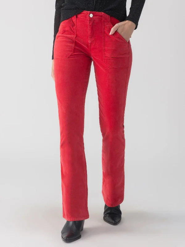 Pants For T-Shirt Fan Gear-Velveteen Hayden Bootcut Standard Rise Pant Mars Red