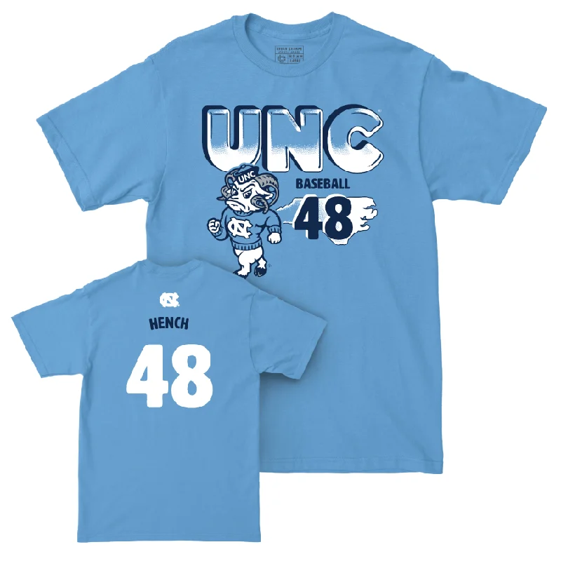 T-Shirt For Exclusive Team Gear-UNC Baseball Mascot Carolina Blue Tee  - Ryan Hench