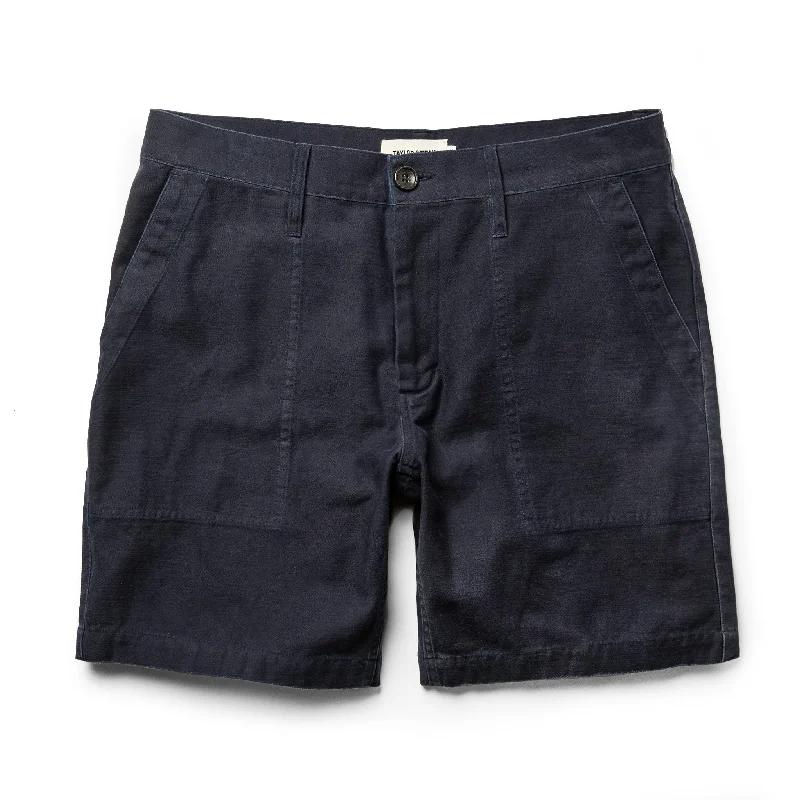 Shorts With Player Names-The Trail Short in Navy Slub Sateen