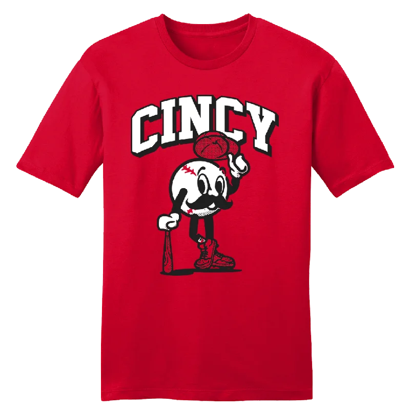 T-Shirt For Special Edition Team Orders-Cincy Baseball Character Cap Off