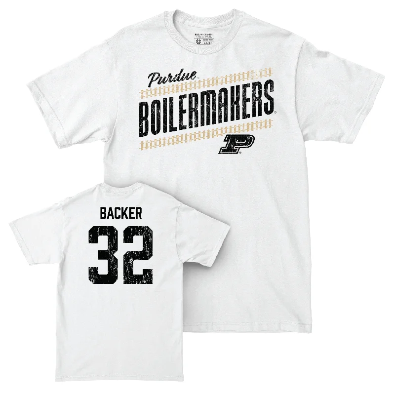 T-Shirt For Exclusive Team Gear-Baseball White Slant Comfort Colors Tee - CJ Backer | #32