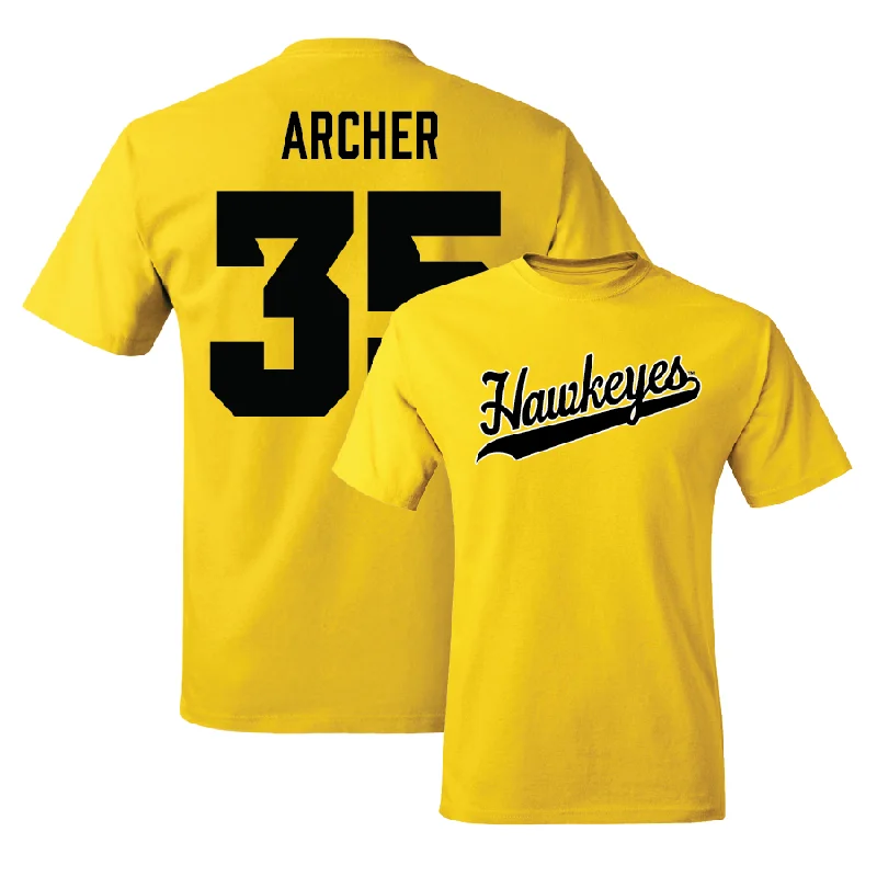 T-Shirt For Personalized Fan Apparel-Gold Baseball Script Tee  - Ganon Archer