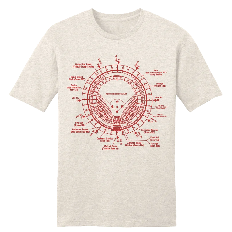 T-Shirt For Softball Fan Custom Gear-Riverfront Stadium Blueprint