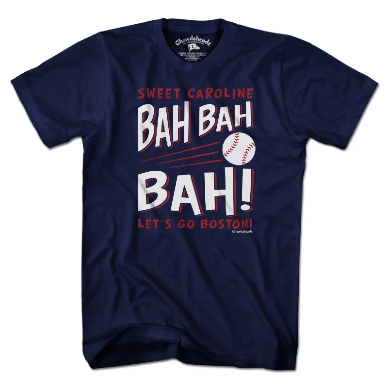 T-Shirt With Custom Embroidery-Sweet Caroline Bah Bah Bah Baseball T-Shirt