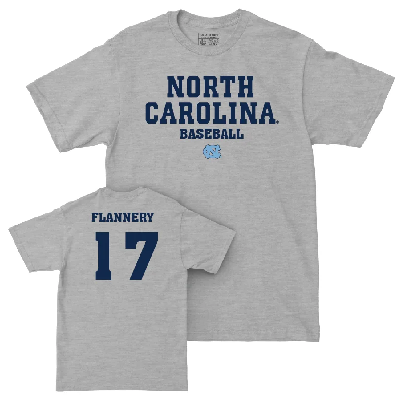 T-Shirt For Game Day Supporter Gear-UNC Baseball Sport Grey Staple Tee  - Boston Flannery