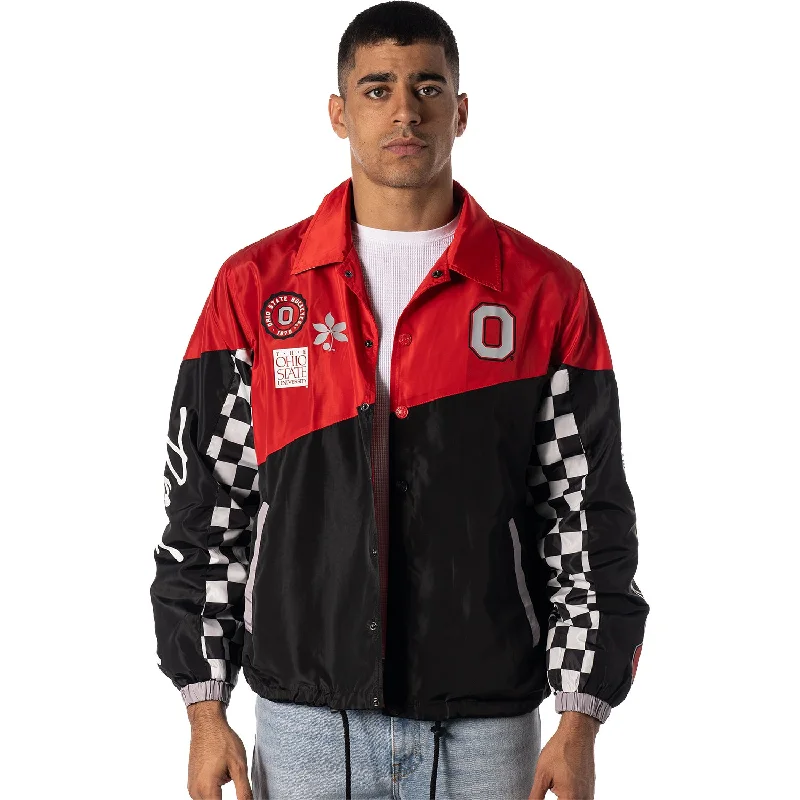 Jackets For Custom Fan Events-Ohio State Buckeyes Checkered Full Zip Jacket