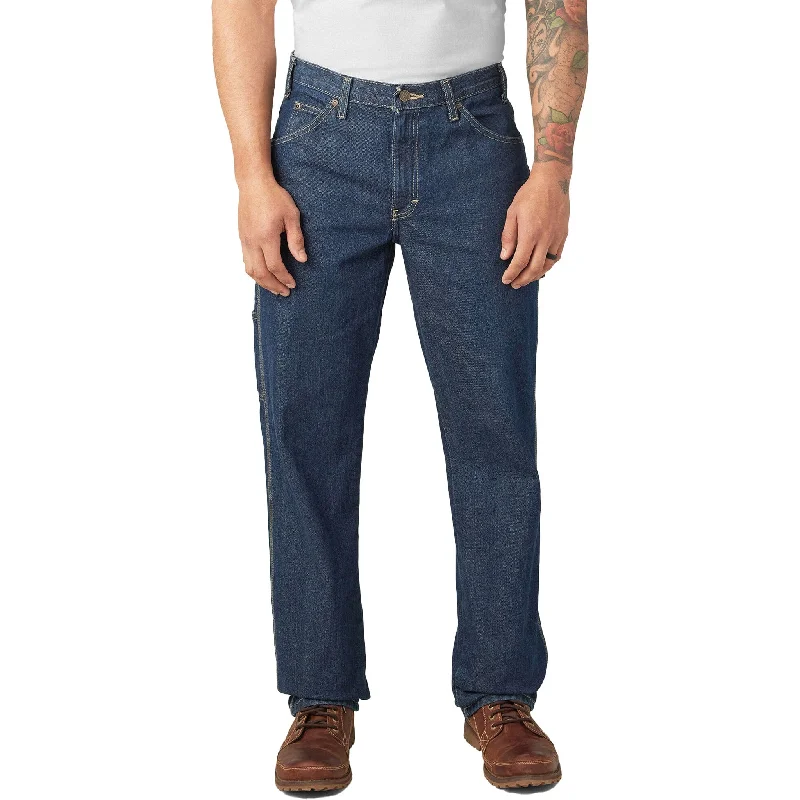 Pants For Promotional Team Sales-Dickies Relaxed Fit Heavyweight Carpenter Jeans Rinsed Indigo Blue